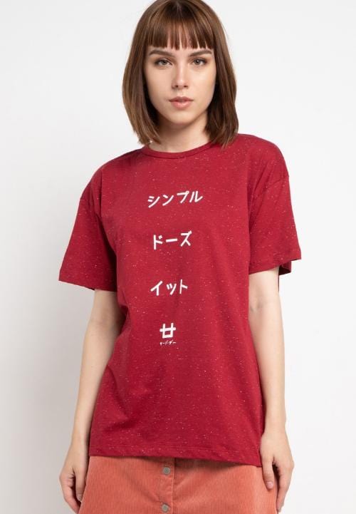 LTB49F MM sdi katakana logo mr nap T-shirt Merah