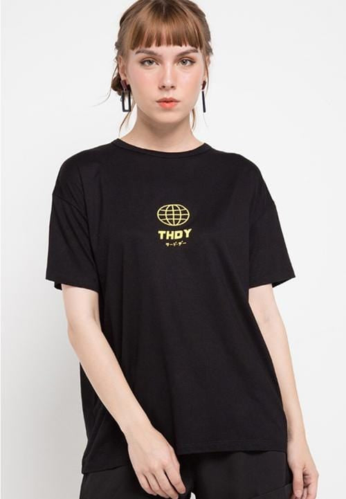 LTB89 MM world thdy yellow blk T-shirt Hitam