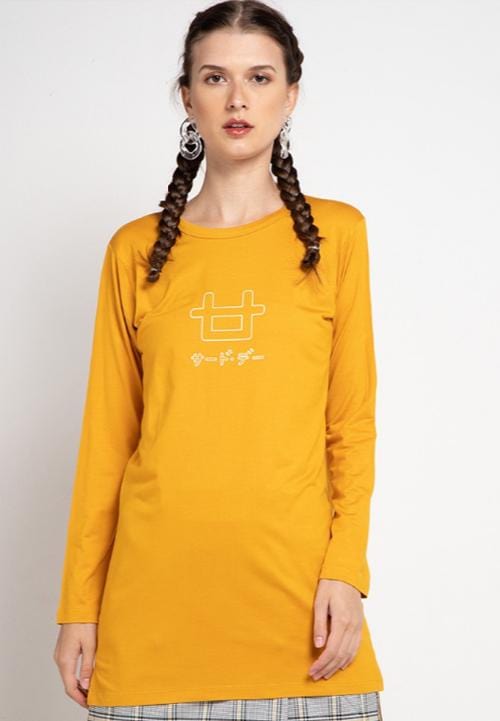 Third Day LTC28 mls logo outline kuning mustard kaos hijab lengan panjang