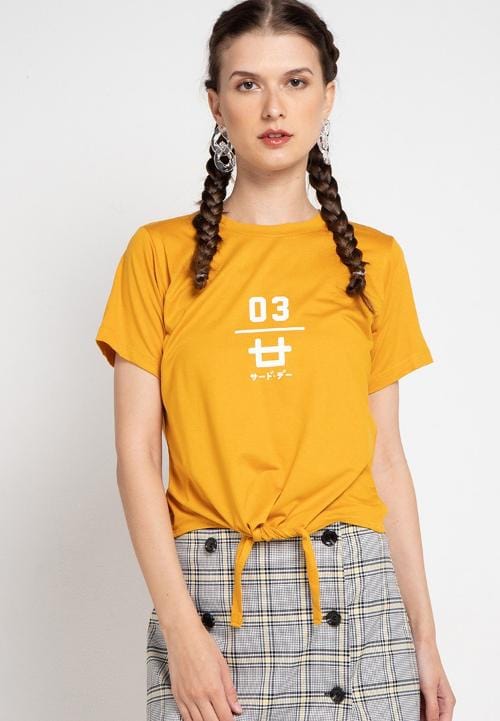 Third Day LTC32 ck 03 logo kuning mustard t shirt lucu crop knot