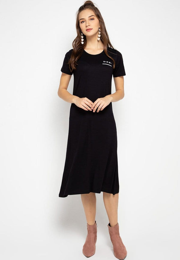 Third Day LTC45 xd dress katakana underline dakir hitam dress midi