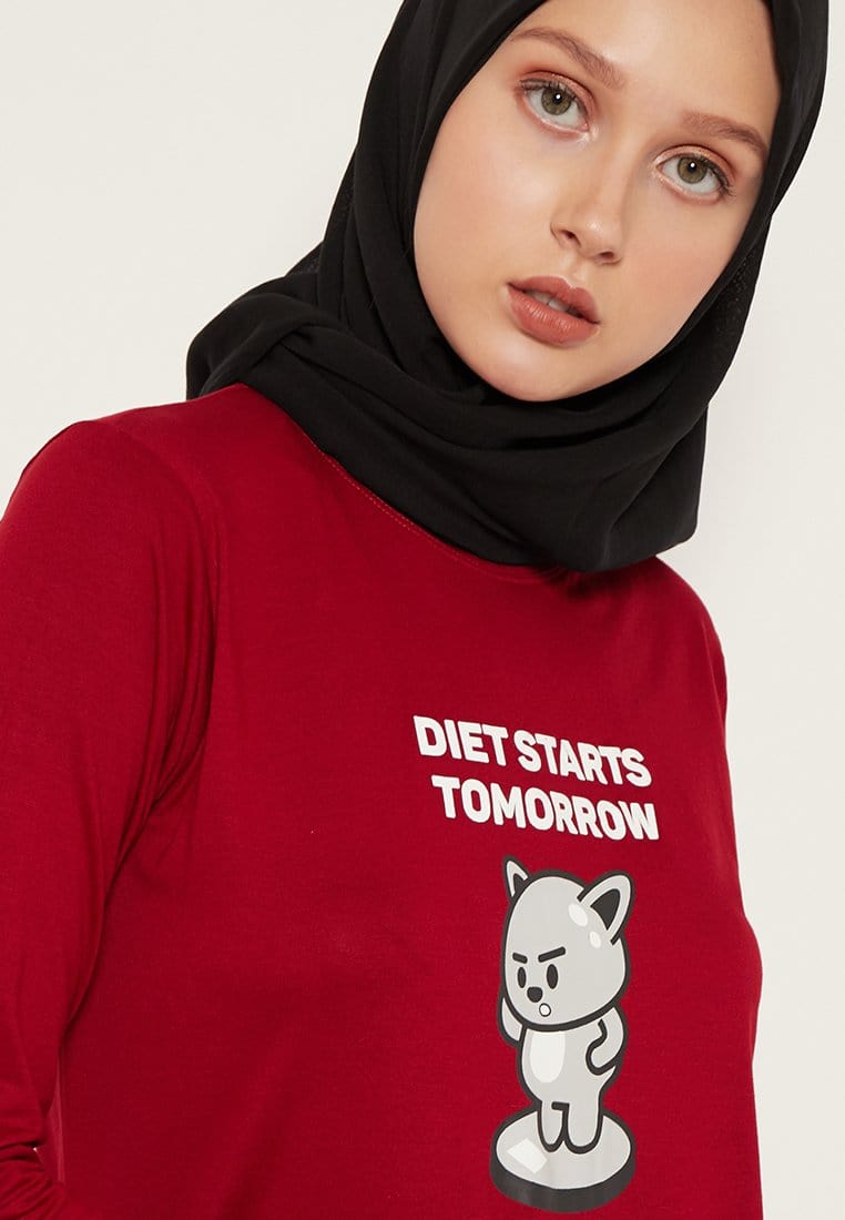 Td Friends LTD02 thirdday mls tido diet maroon hijab lengan panjang wanita