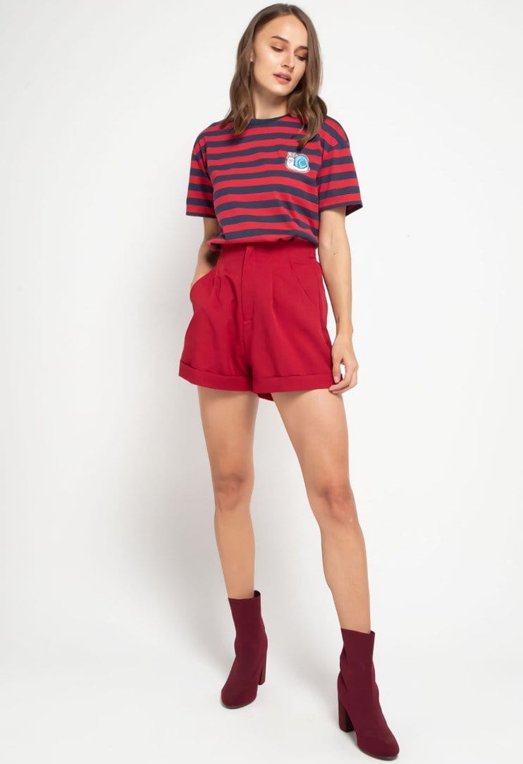 Td Friends LTD43 thirdday stripe black red hazi genius dakir kaos casual wanita