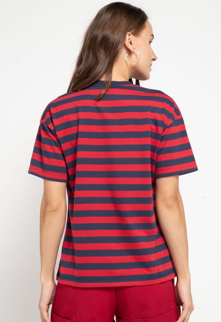 Td Friends LTD43 thirdday stripe black red hazi genius dakir kaos casual wanita