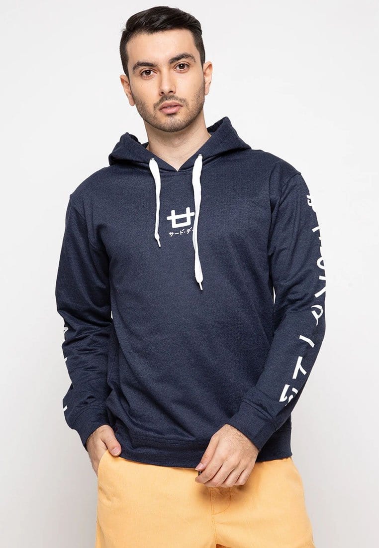 Third Day MO104C hoodies Katakana arm mid logo Hoodie Navy