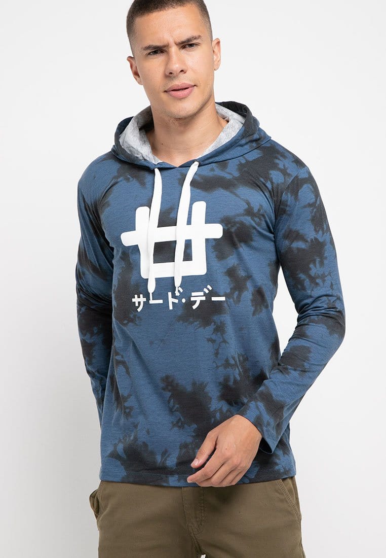 MTA07V l-s Men Hshirt Logo blue tie dye hoodies