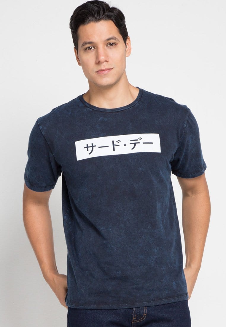 Third Day MTD15C washtees invert katakana T-shirt Navy