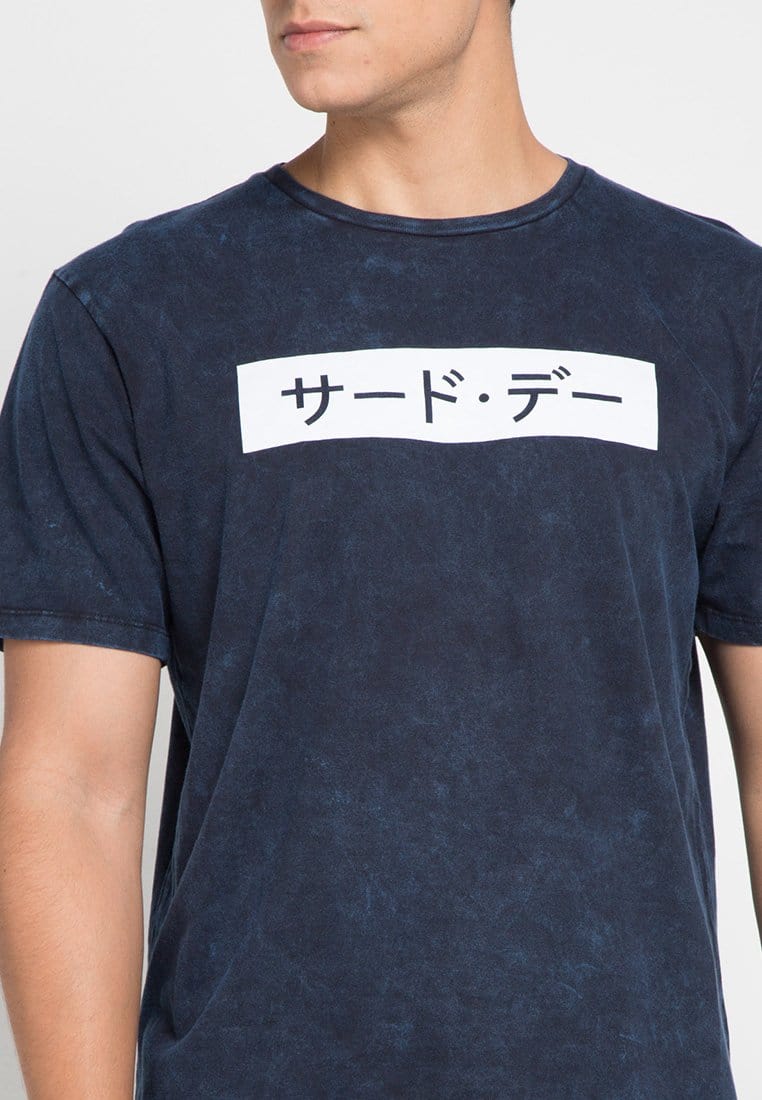 Third Day MTD15C washtees invert katakana T-shirt Navy
