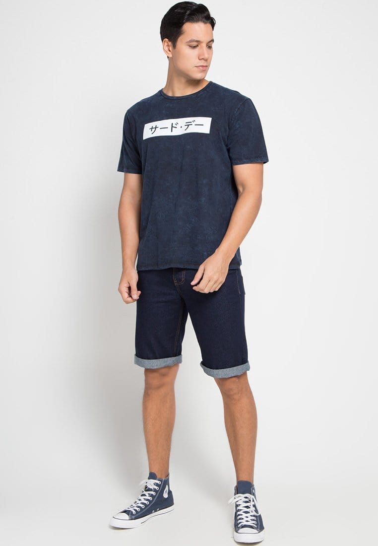 Third Day MTD15C washtees invert katakana T-shirt Navy