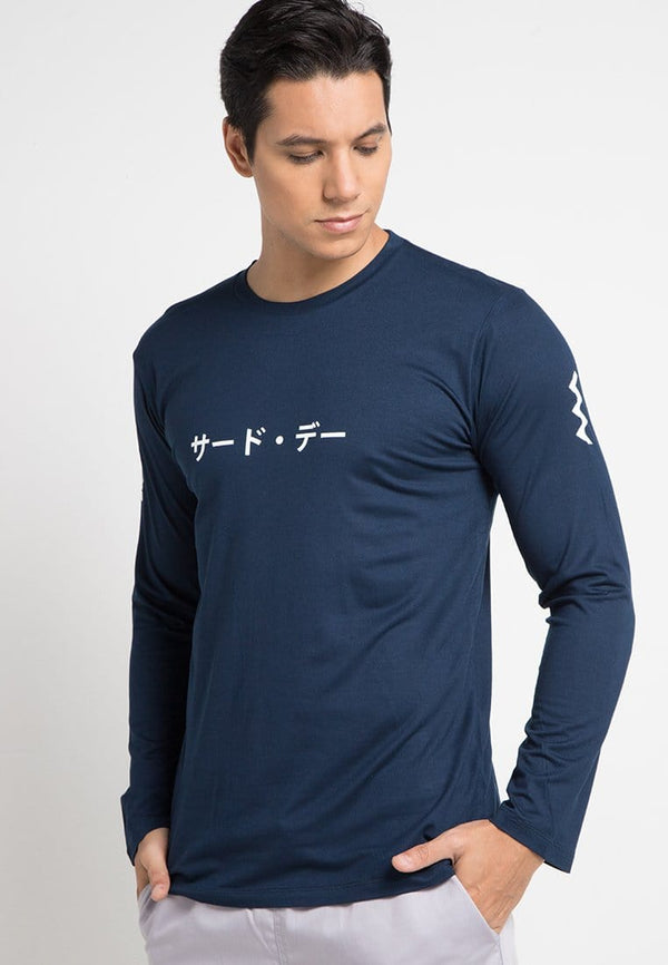Third Day MTD83E ls katakana shortzigzag arm nv T-shirt Navy