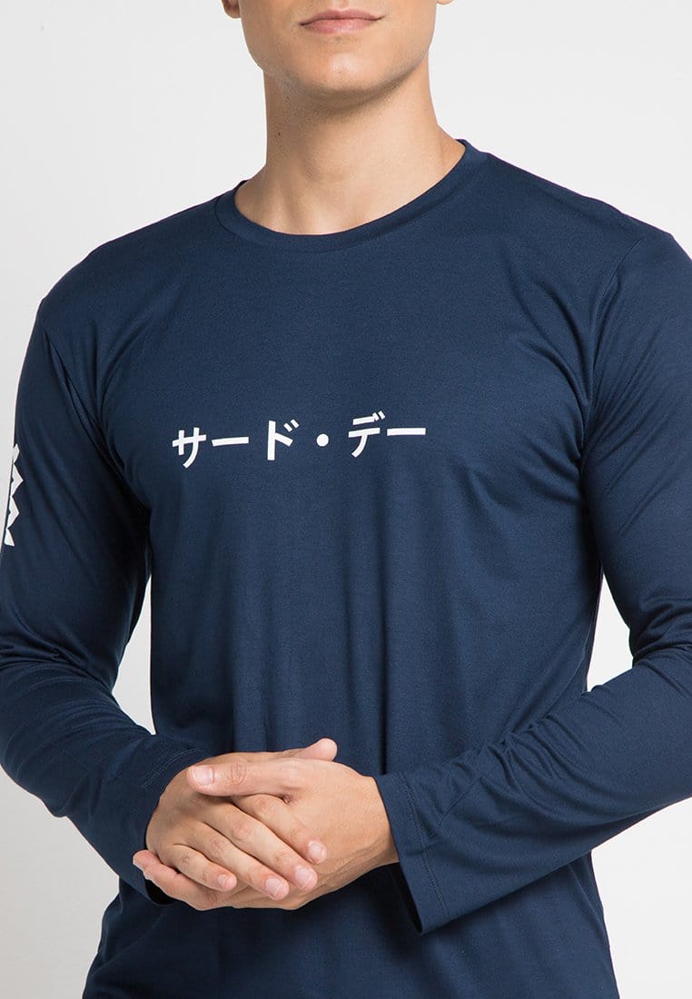 Third Day MTD83E ls katakana shortzigzag arm nv T-shirt Navy