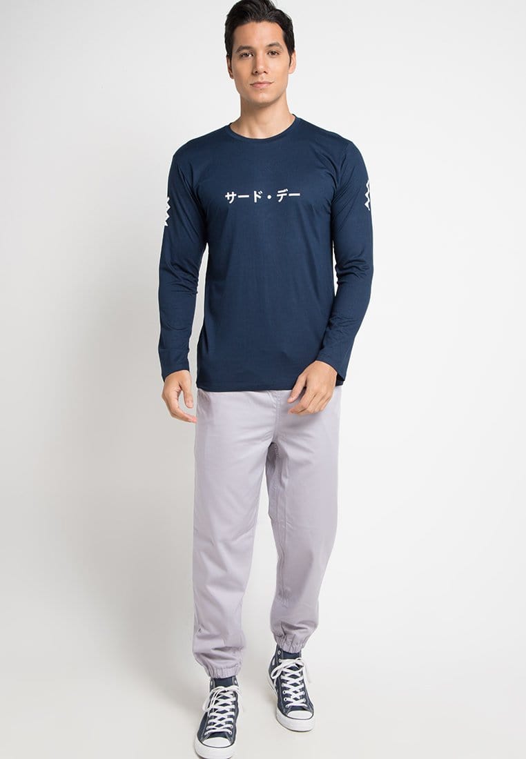 Third Day MTD83E ls katakana shortzigzag arm nv T-shirt Navy