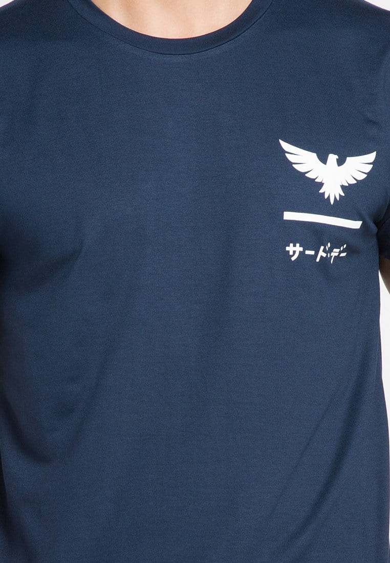 Third Day MTE36F eagle underline katakana nv Kaos Navy
