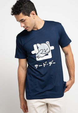 Td Friends MTE87 tido wee logo Kaos Pria Navy