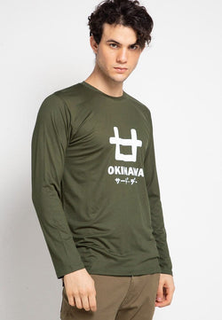 Third Day MTF52 ls logo okinawa hijau army kaos lengan panjang pria