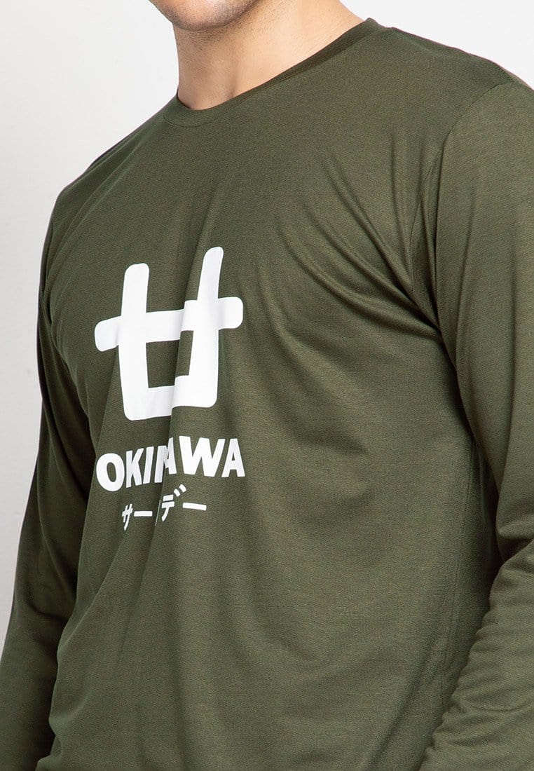 Third Day MTF52 ls logo okinawa hijau army kaos lengan panjang pria