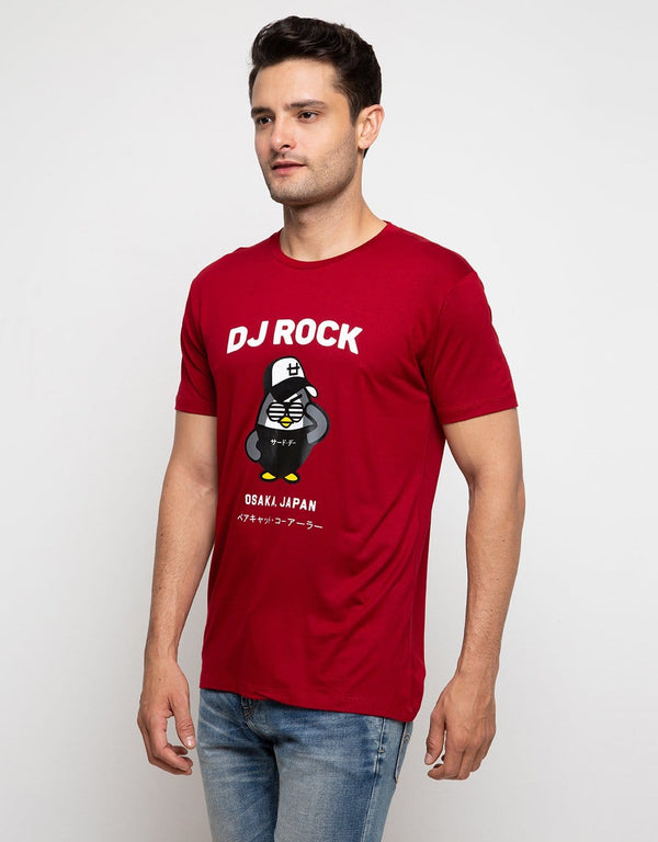 Td Friends MTF85 dj rock katakana maroon kaos pria