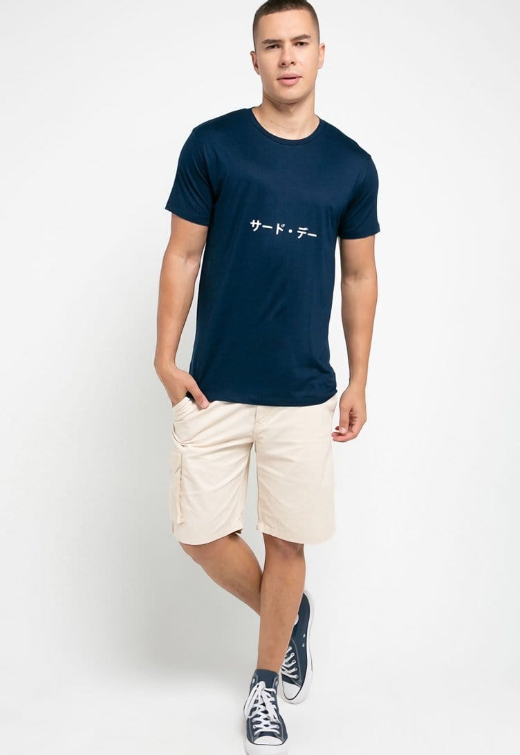 Third Day MTH43 katakana belly t-shirt unisex navy