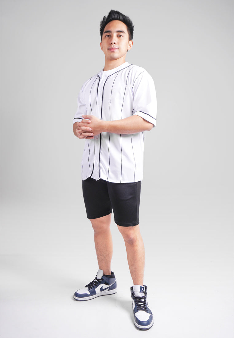 Third Day MTO10 Kaos Baseball Oversize Polos Bergaris Putih
