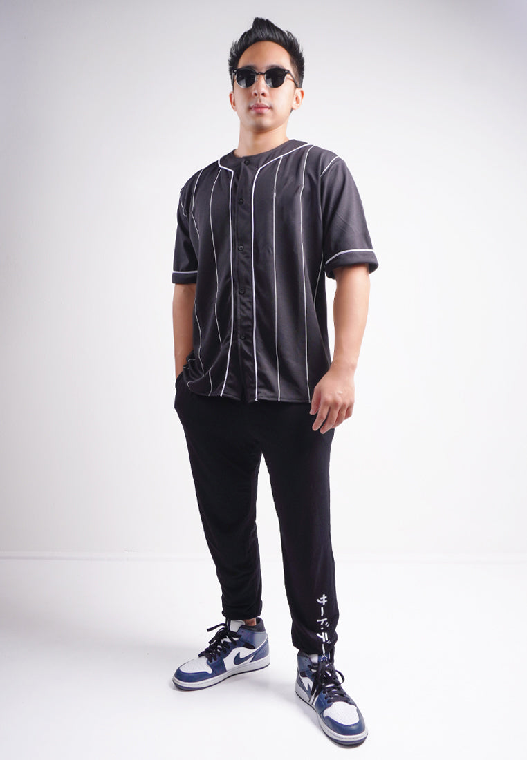 Third Day MTO06 Kaos Baseball Oversize Polos Bergaris Hitam