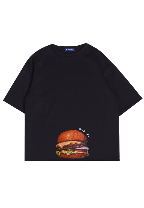 Third Day MTO14 Kaos T-Shirt Pria Oversize Thirdday Burger Hitam