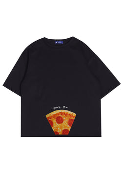Third Day MTO15 Kaos T-Shirt Pria Oversize Thirdday Pizza Hitam