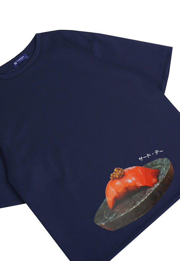 Third Day MTO04 Kaos T-Shirt Pria Oversize Thirdday Sushi Navy