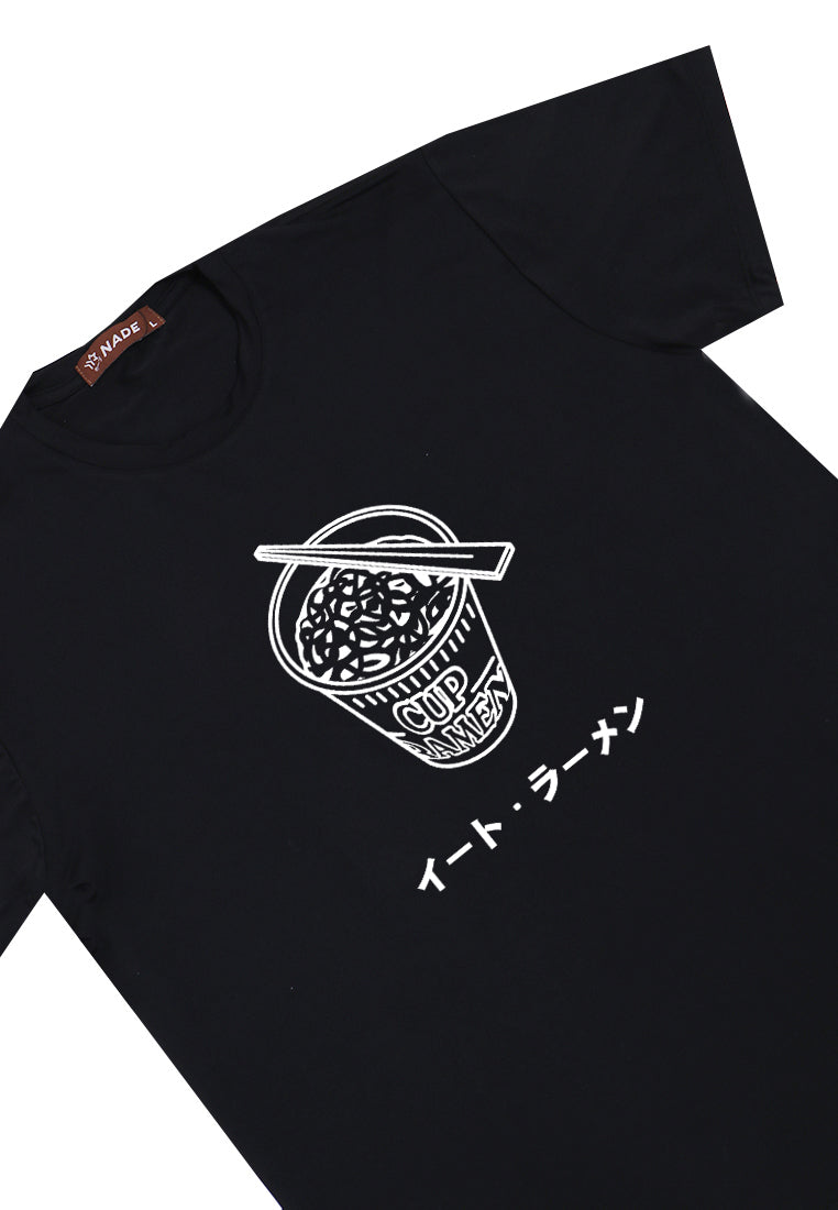 Nade NTC02 kaos pria tangan pendek nade japan eat ramen hitam