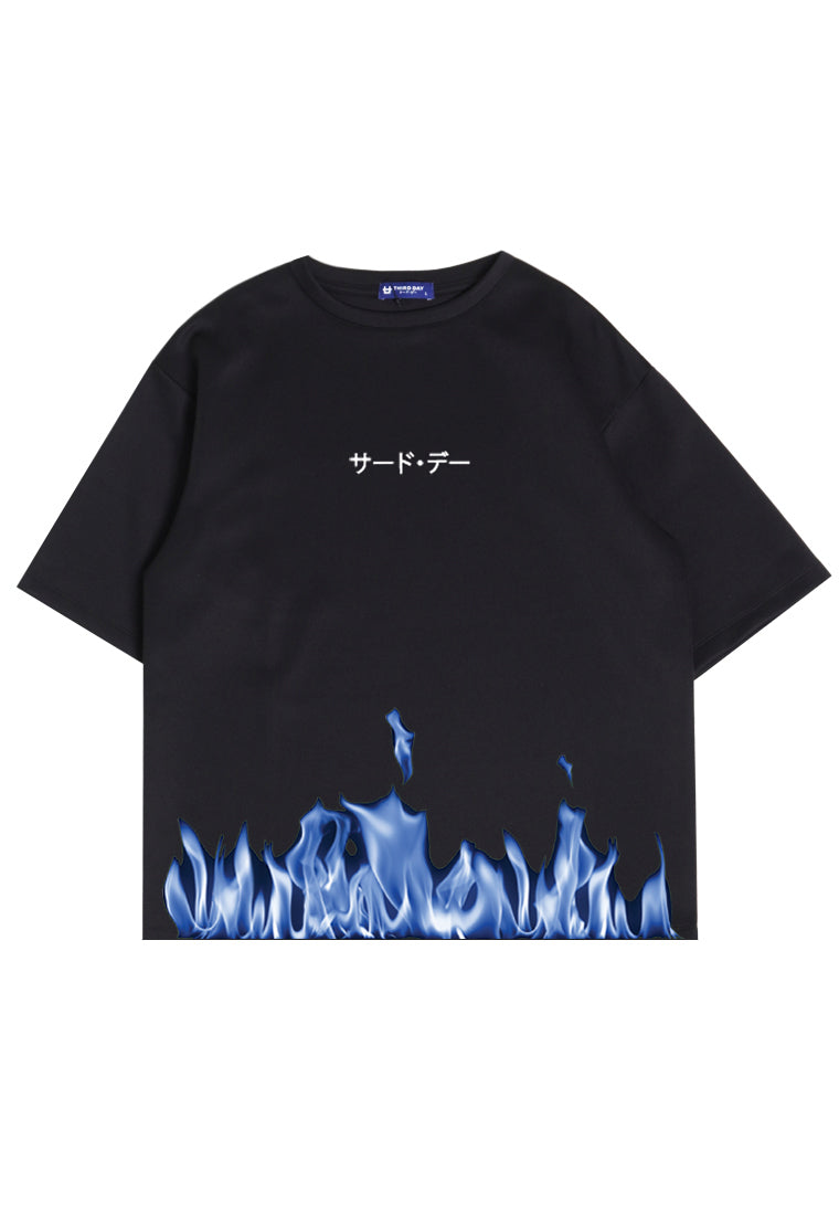 Third Day MTL92 kaos t shirt pria oversize thirdday api biru fire hitam