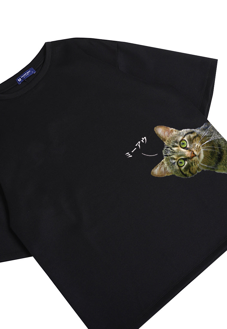 Thirdday MTL94 kaos t shirt pria oversize thirdday cat kucing jepang hitam