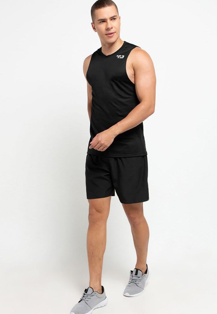 Td Active MS177 sleeveless kutung running jersey Shoulder Logo Run hitam