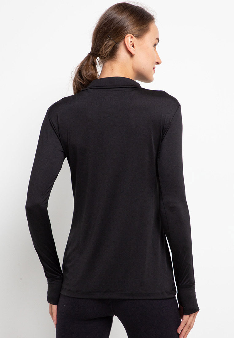 Td Active LSA86 Sport inner polos thumbhole kaos olahraga wanita black