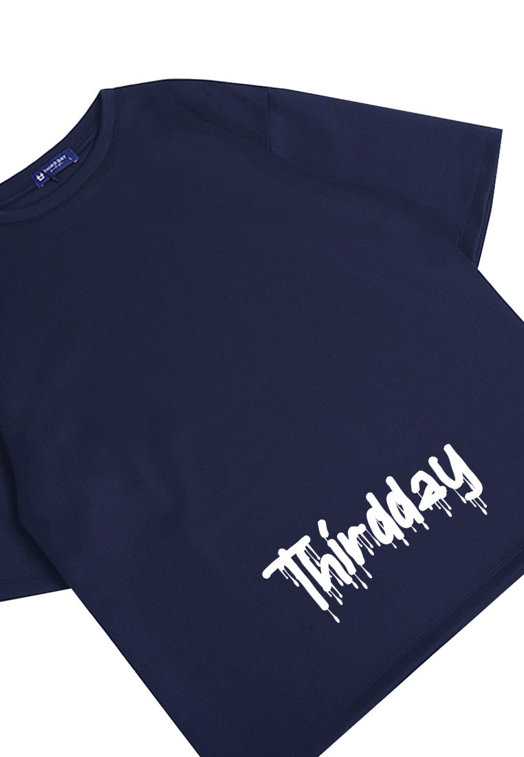 Third Day MTM09 kaos oversize tebal scuba thirdday drippaint bottom navy