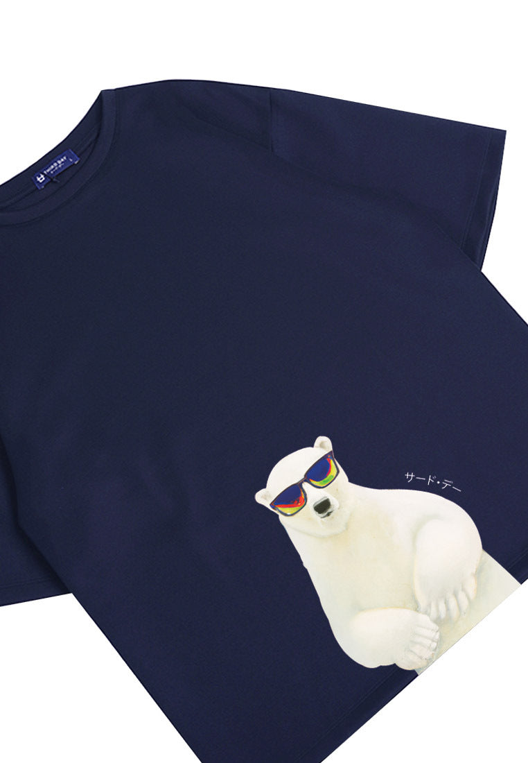 Third Day MTM21 kaos oversize tebal scuba pria thirdday white bear navy