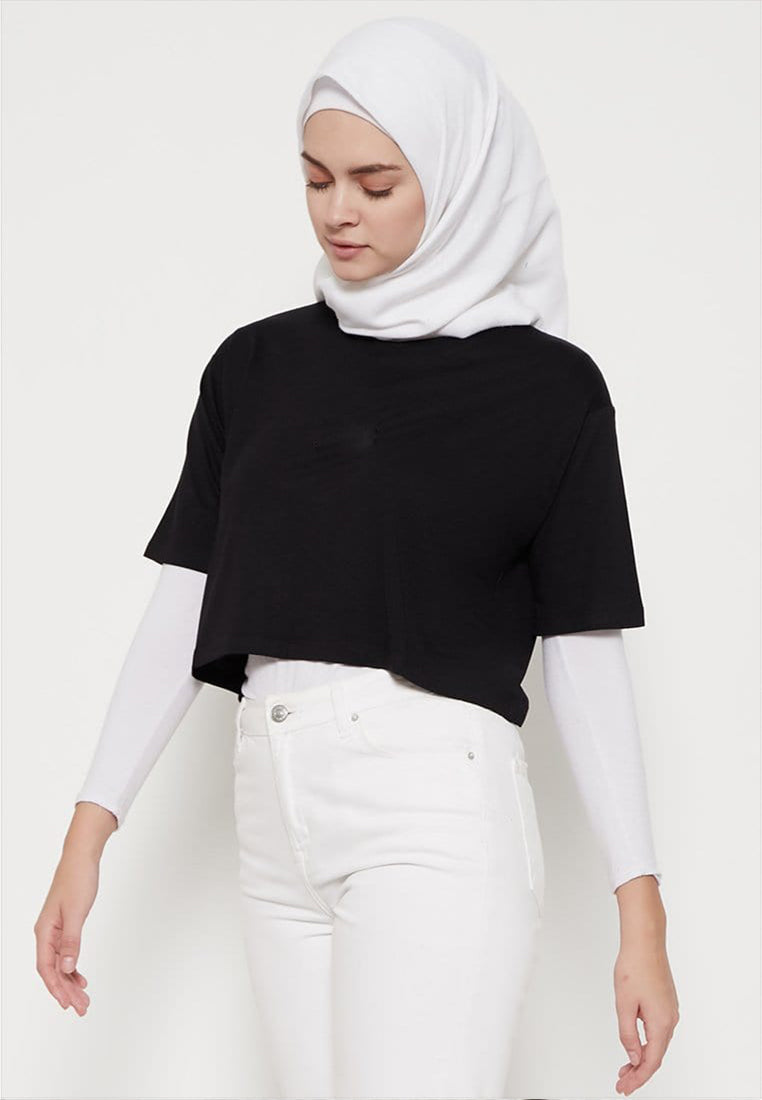 TDLA LTE30 OLC crop top polos wanita hitam
