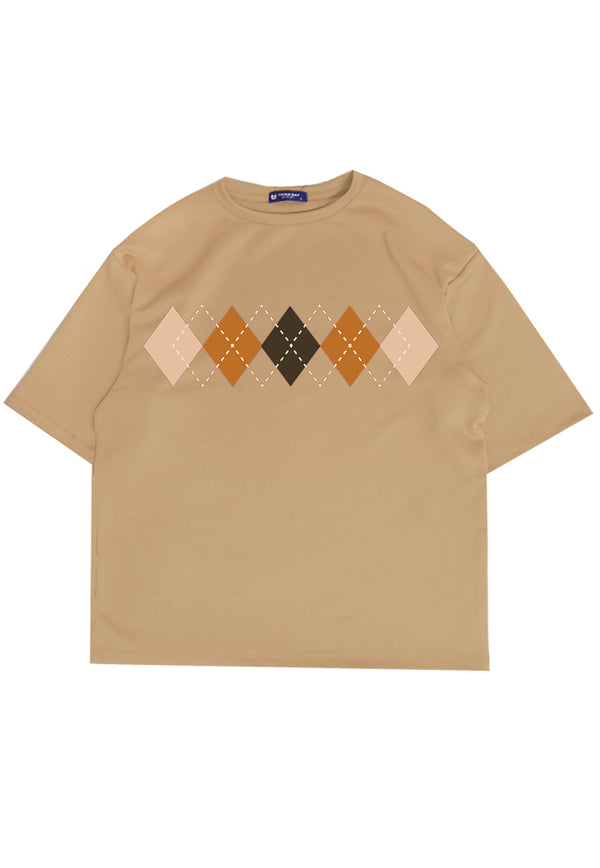 Third Day MTM35 kaos oversize tebal scuba korea argyle diamond motif sweater rajut coklat khak