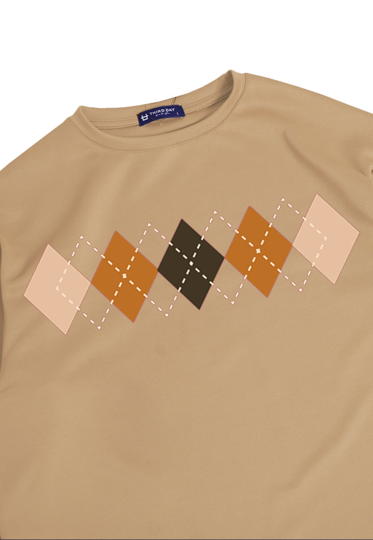 Third Day MTM35 kaos oversize tebal scuba korea argyle diamond motif sweater rajut coklat khak