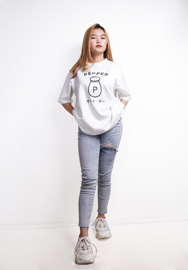 Third Day MTM37 kaos oversize tebal scuba korea thirdday couple pepper putih