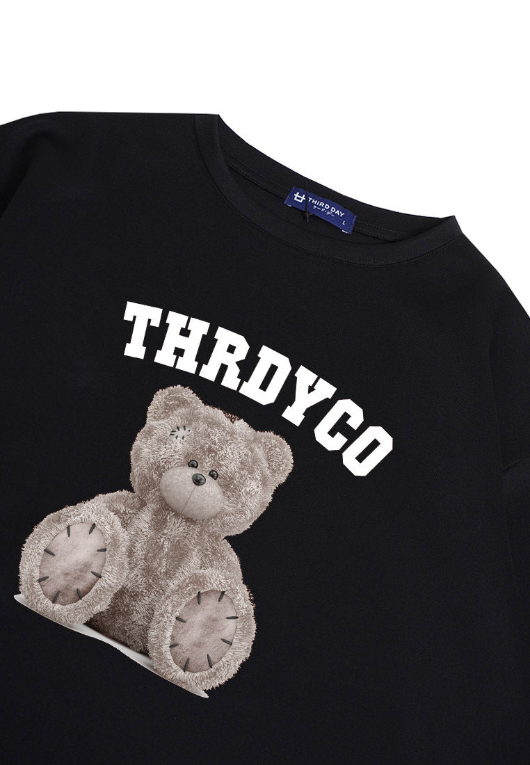 Third Day MTM40 kaos oversize couple beruang abu teddy bear grey hitam