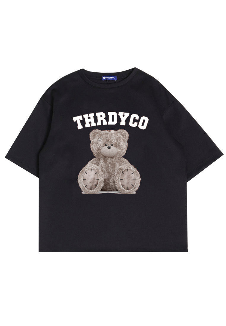 Third Day MTM40 kaos oversize couple beruang abu teddy bear grey hitam