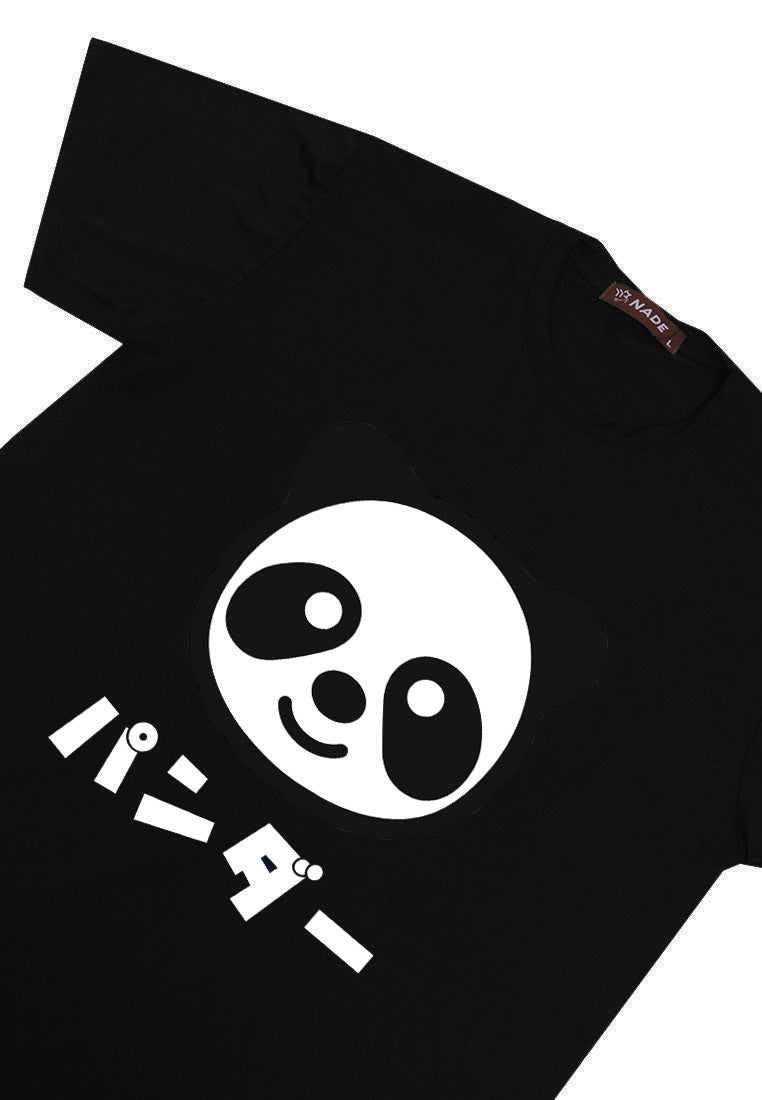 Nade FTA79 kaos panda pria wanita anti kusut stretch hitam