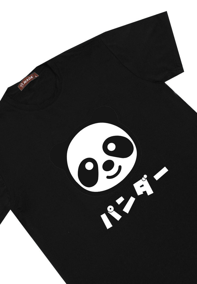 Nade FTA79 kaos panda pria wanita anti kusut stretch hitam