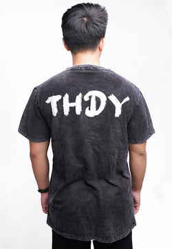 Third Day MTM49 kaos acid wash tulisan punggung hitam abu