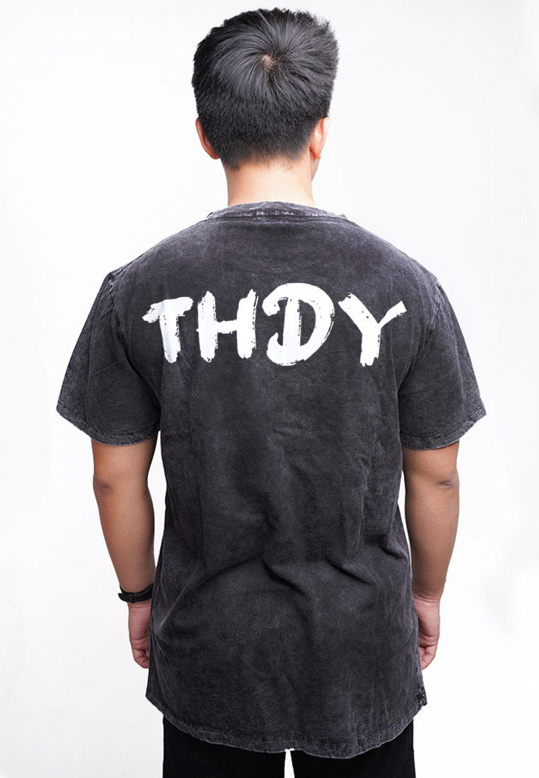 Third Day MTM49 kaos acid wash tulisan punggung hitam abu