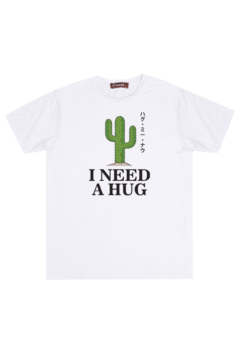 Nade NTC22 kaos anti kusut stretch kaktus i need a hug putih