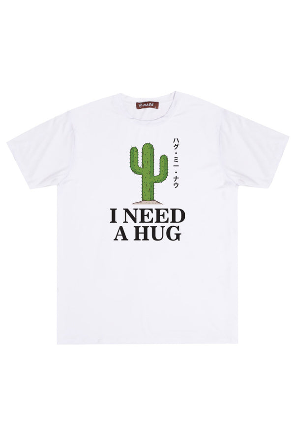 Nade NTC22 kaos anti kusut stretch kaktus i need a hug putih