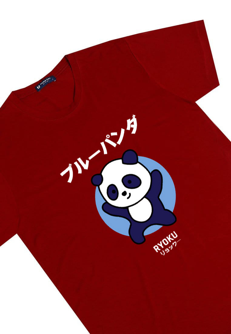 Third Day MTM70 kaos anime panda tulisan jepang pria instacool maroon