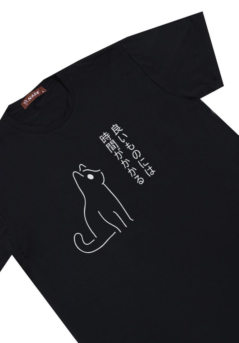 Nade NTC16 kaos anti kusut stretch komik anime kucing good things take time hitam