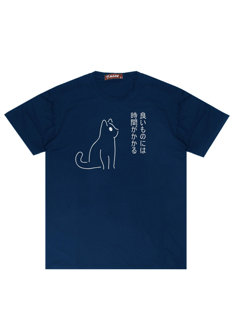 Nade NTC18 kaos anti kusut stretch komik anime kucing good things take time navy