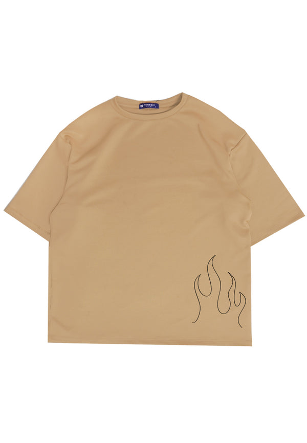 Third Day MTM73 kaos oversize tebal scuba distro pria outline fire khaki